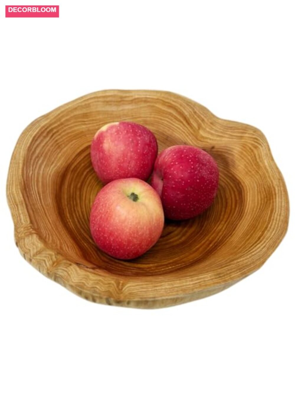 Hand Carved Natural Fir Wood Bowl Rustic Decorative Fruit Serving Bowl
